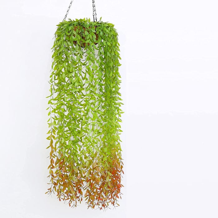 Set 10 Pachete Ghirlanda, Verde Si Maro, Cu Frunze De Salcie Artificiale, Lungime 1.1 m