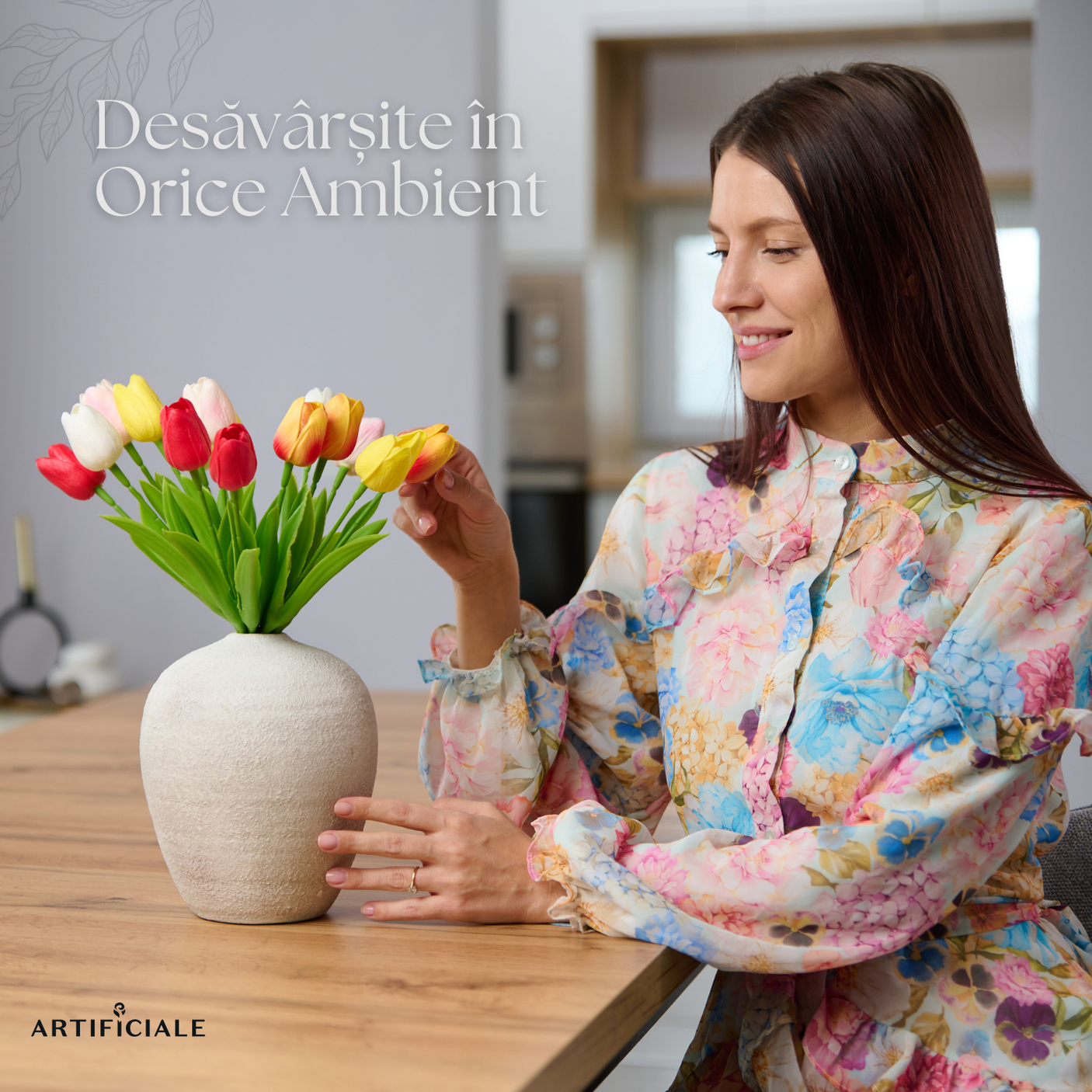 Buchet 20 Fire Lalele Artificiale Multicolore - Realist și Elegant, Ideal pentru Decoruri Vesele