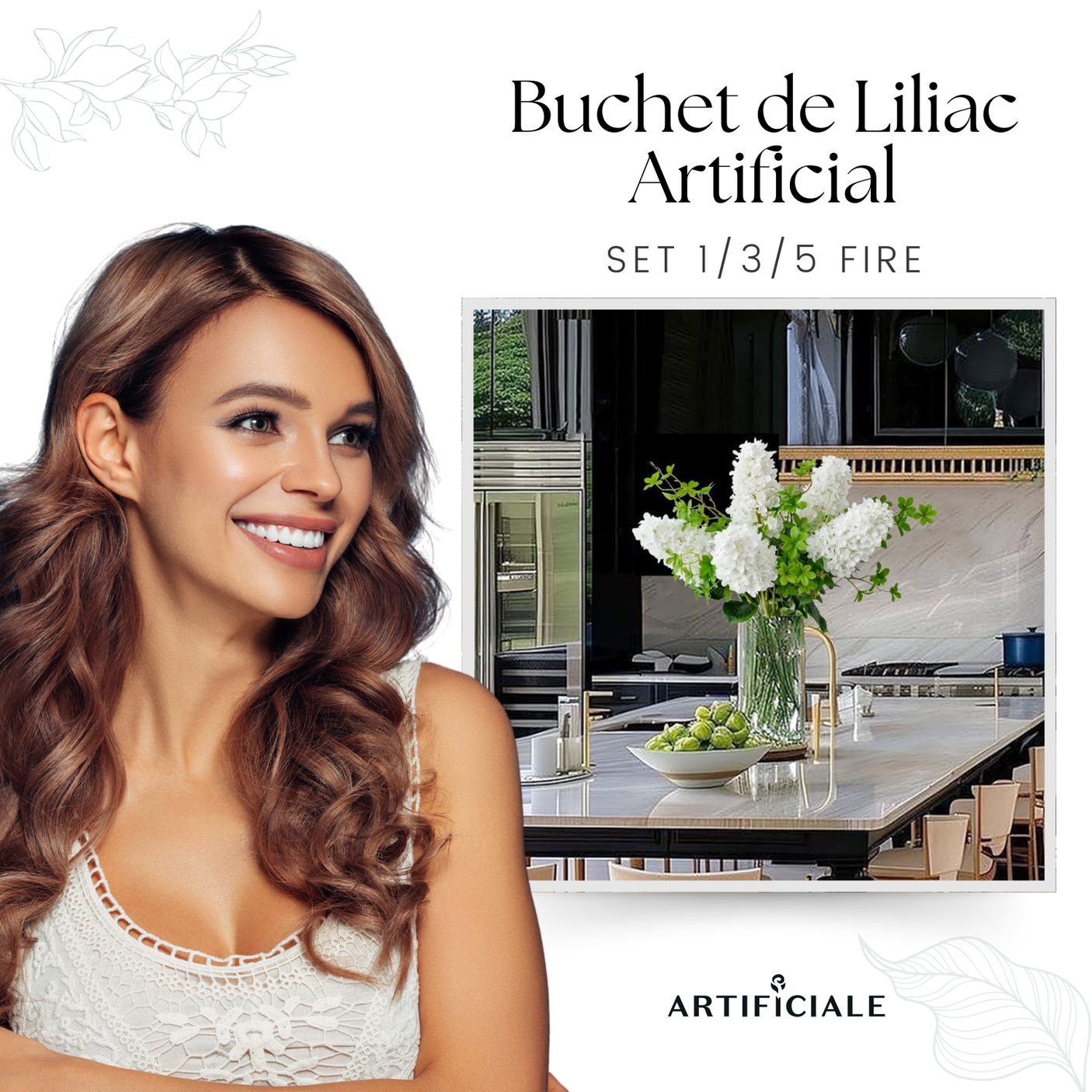 Buchet de Liliac Artificial - 73 cm, Disponibil în 2 Culori (Lila, Alb) - Opțiuni de 1, 3 sau 5 Fire