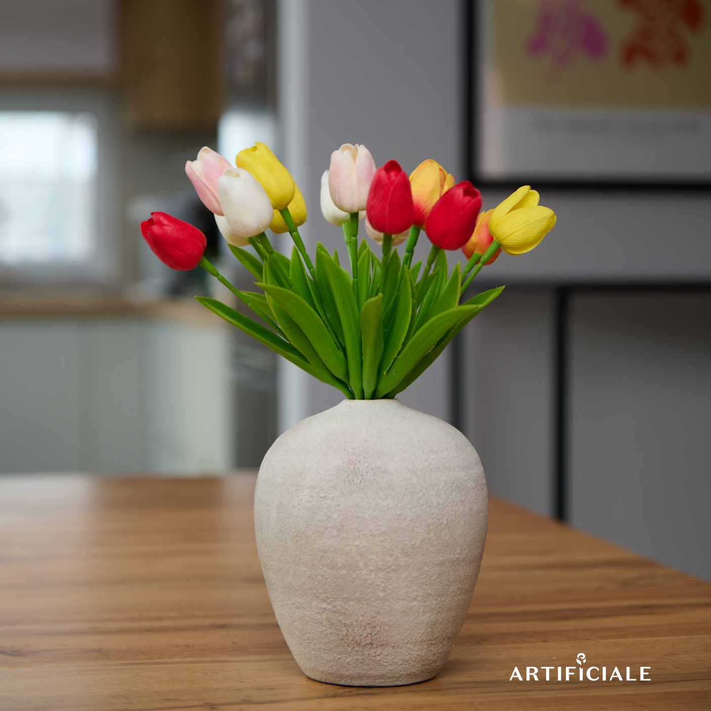 Buchet 20 Fire Lalele Artificiale Multicolore - Realist și Elegant, Ideal pentru Decoruri Vesele