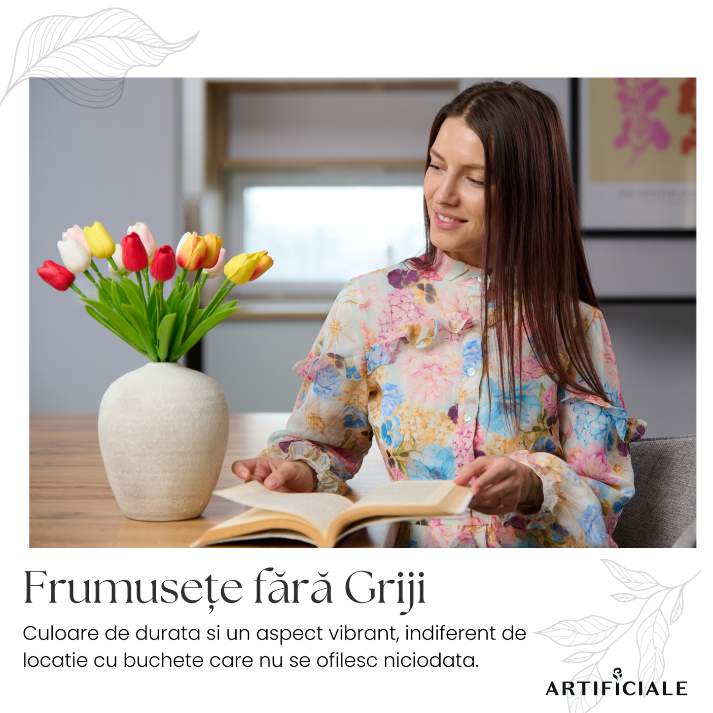 Buchet 20 Fire Lalele Artificiale Multicolore - Realist și Elegant, Ideal pentru Decoruri Vesele