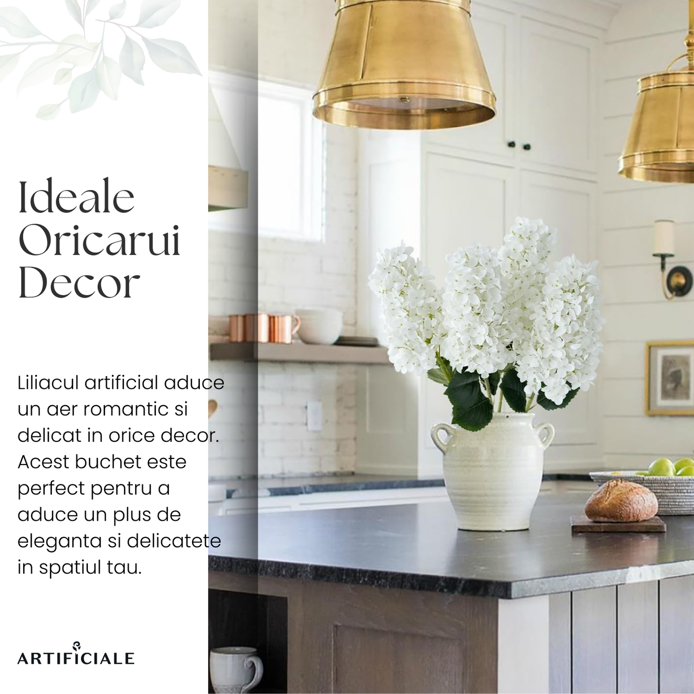 Buchet de Liliac Artificial - 73 cm, Disponibil în 2 Culori (Lila, Alb) - Opțiuni de 1, 3 sau 5 Fire