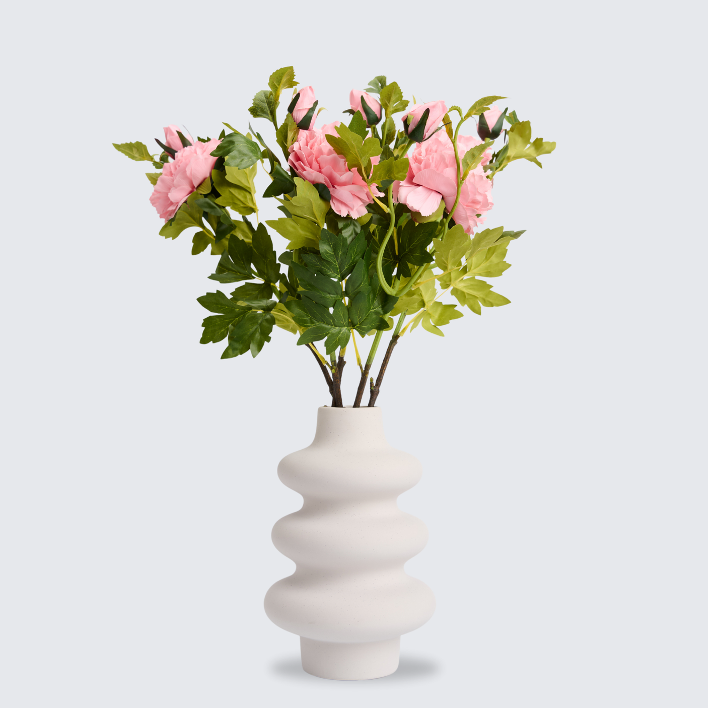 Buchet Bujori Artificiali (Paeonia) - 3 sau 5 Fire, Roz, Alb sau Rosu, Floare 12 cm