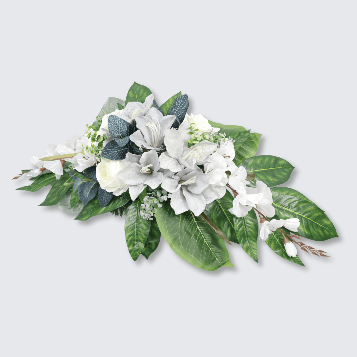 Aranjament Funerar Artificial cu Crini si Trandafiri – 85 cm