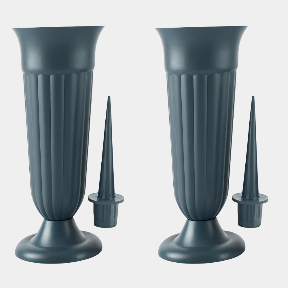 Set 2 Vaze din Plastic cu Tepuse – pentru cimitir sau decor