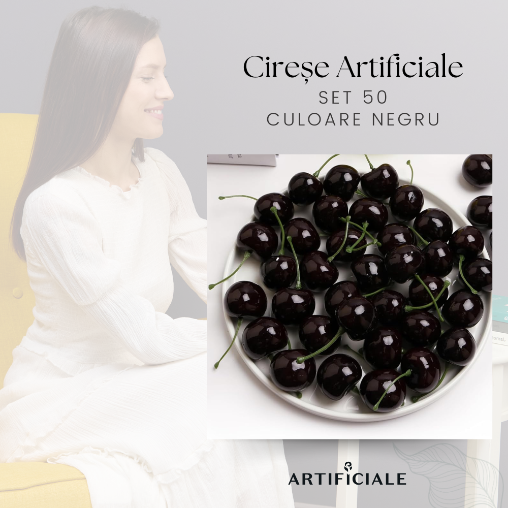 Cirese Artificiale – Set 50 sau 100 bucati, culoare negru intens
