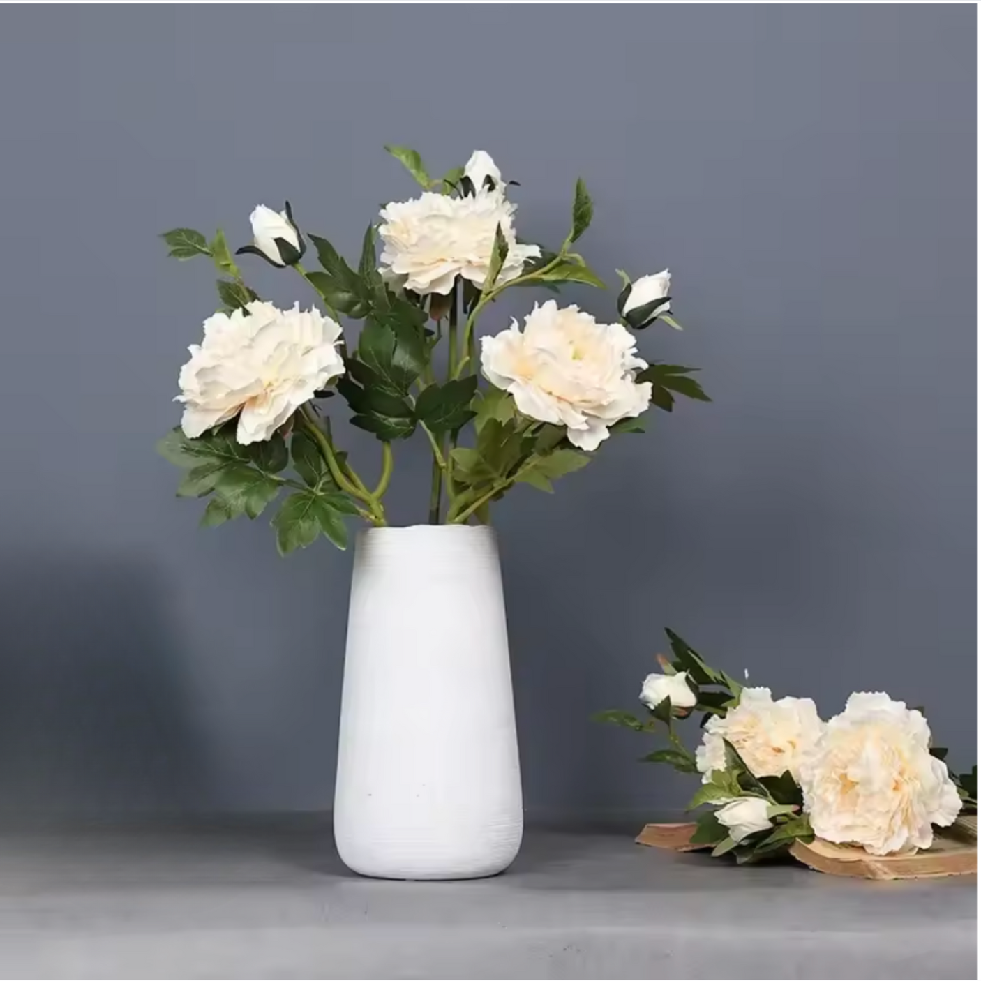 Buchet Bujori Artificiali (Paeonia) - 3 sau 5 Fire, Roz, Alb sau Rosu, Floare 12 cm