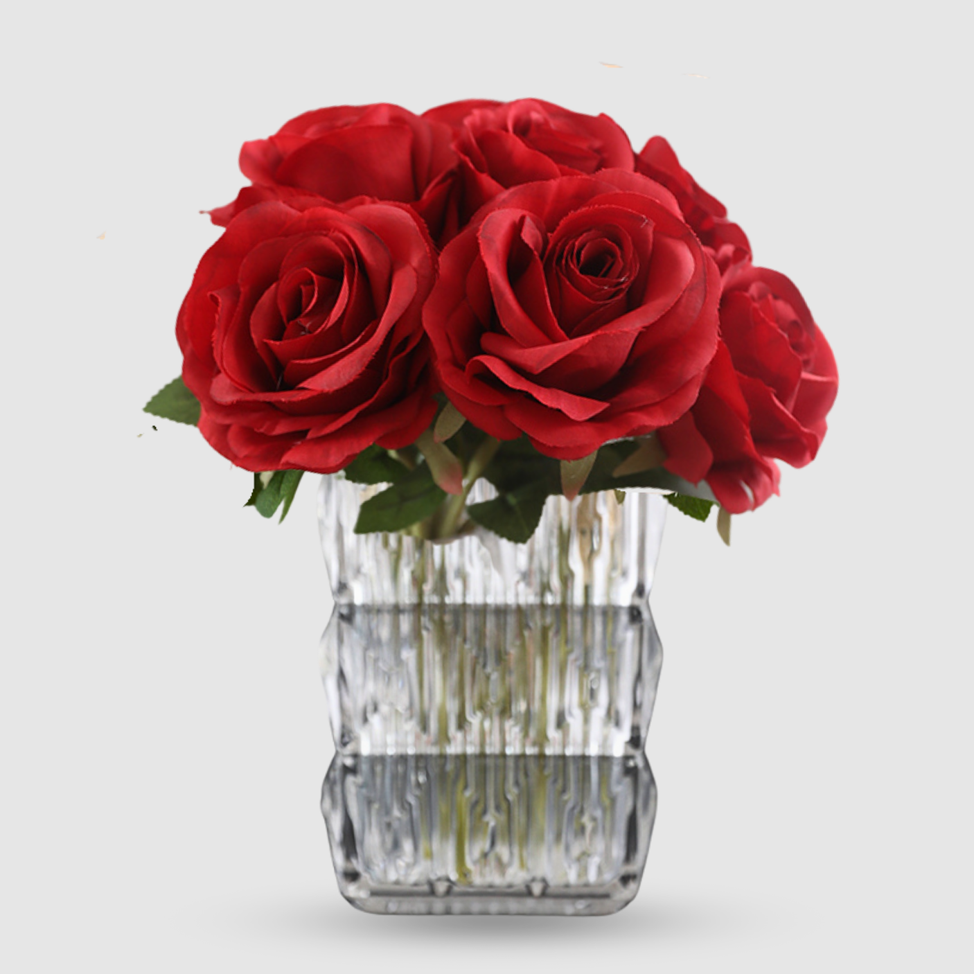 Buchet de Trandafiri Artificiali - 7 Fire, 38 cm, Rosu sau Roz - Eleganta și Rafinament pentru Decorul Tau