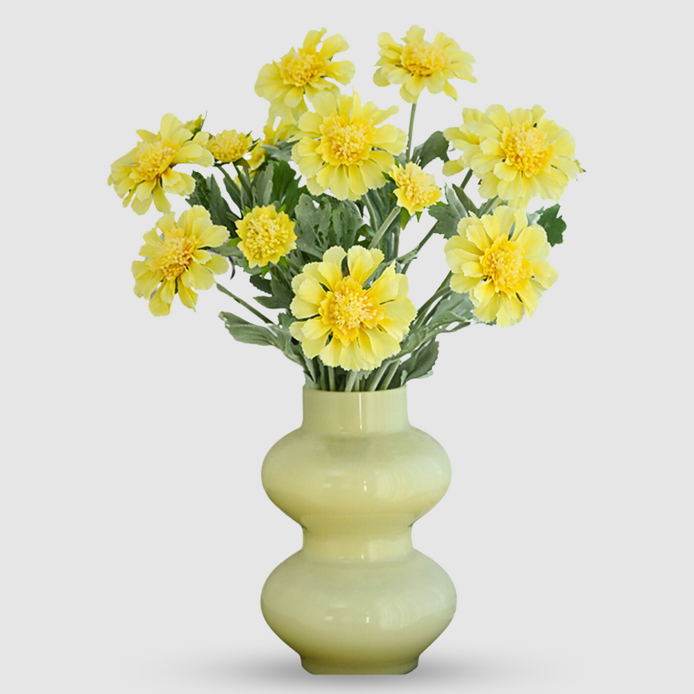 Buchet de Flori Artificiale Scabiose (Florile de Matase) cu 3 Flori - 50 cm, Disponibil în 4 Culori (Roz, Alb, Galben, Albastru) - Opțiuni de 1, 3 sau 5 Fire