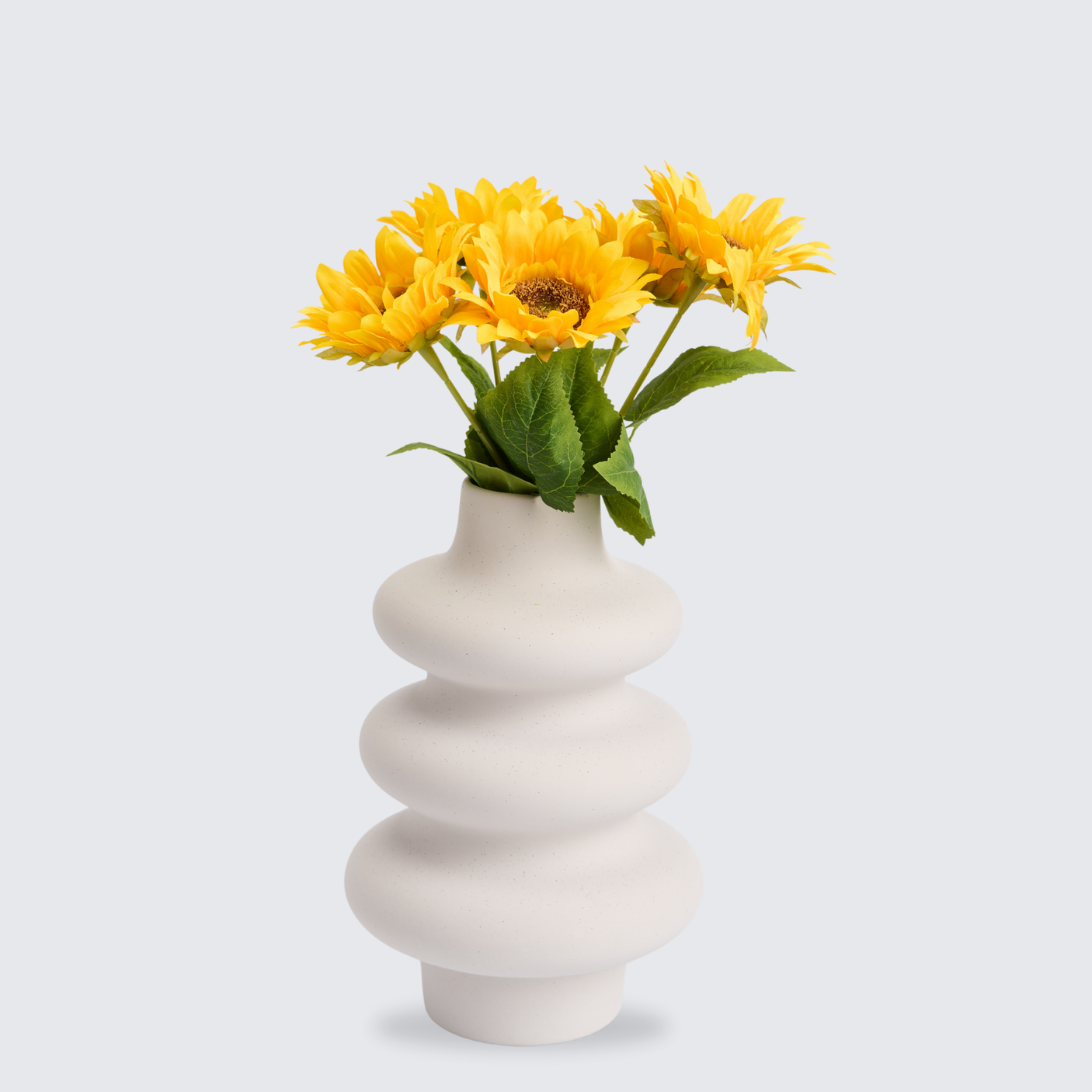 Buchet de Flori Artificiale Floarea-Soarelui - 45 cm, Disponibil în Culoare Galbenă - Opțiuni de 3 sau 5 Fire