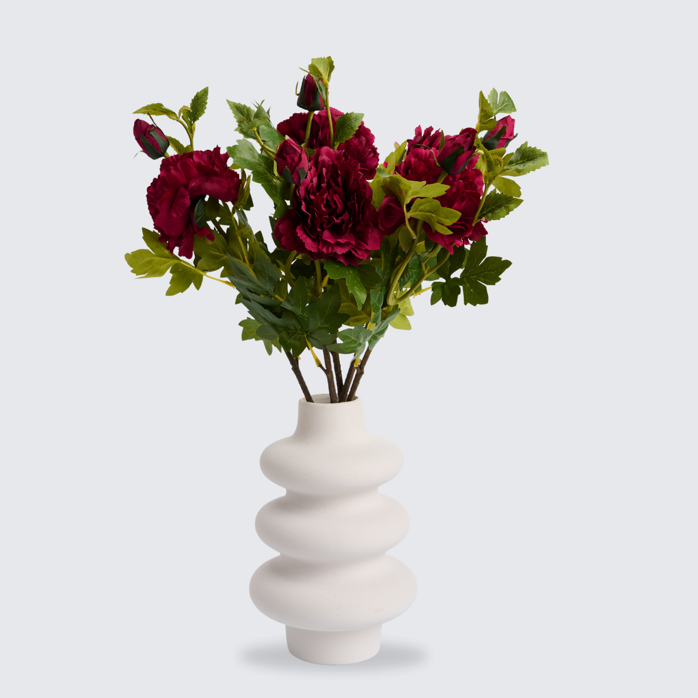 Buchet Bujori Artificiali (Paeonia) - 3 sau 5 Fire, Roz, Alb sau Rosu, Floare 12 cm