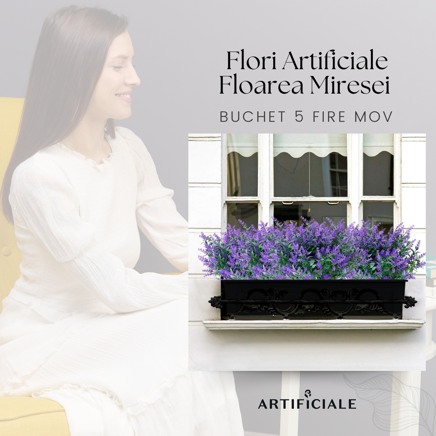 Buchet 5 Fire Flori Artificiale Floarea Miresei – Alb, Galben, Fucsia, Rosu, Mov