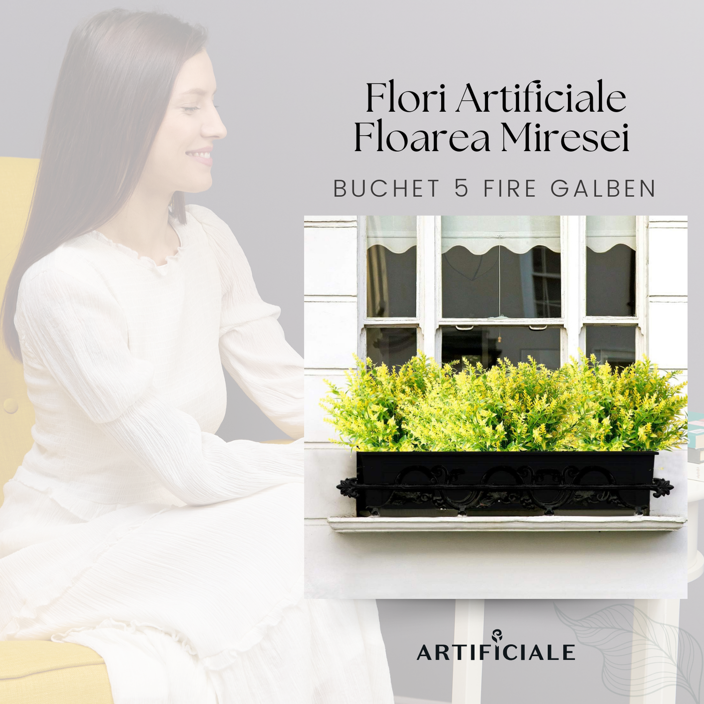 Buchet 5 Fire Flori Artificiale Floarea Miresei – Alb, Galben, Fucsia, Rosu, Mov