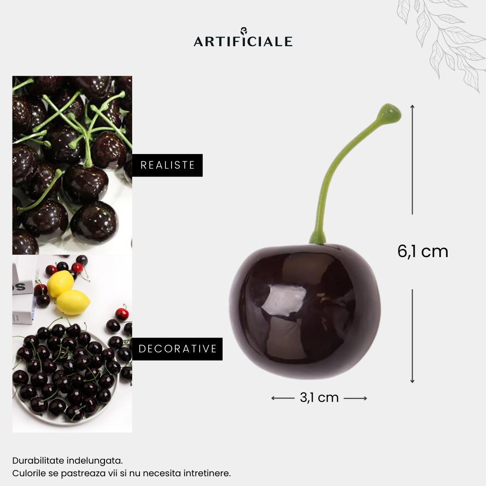 Cirese Artificiale – Set 50 sau 100 bucati, culoare negru intens