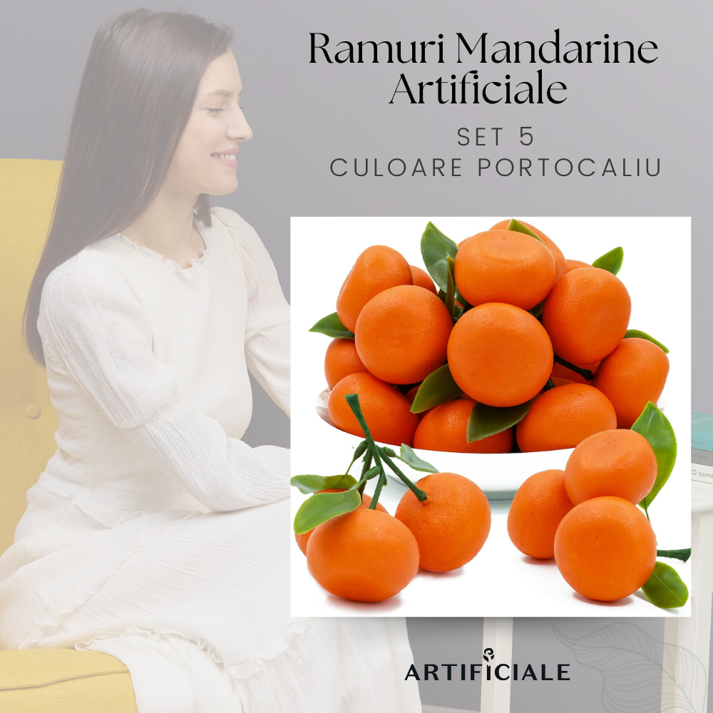 Ramuri Mandarine Artificiale – Set 5 sau 10 crengute, culoare portocaliu
