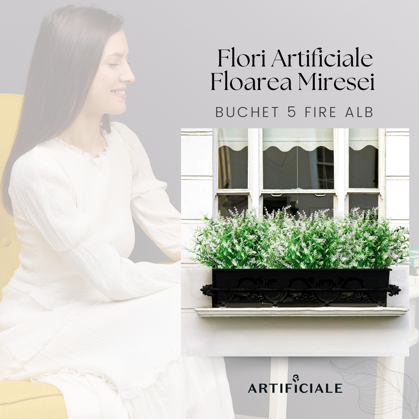 Buchet 5 Fire Flori Artificiale Floarea Miresei – Alb, Galben, Fucsia, Rosu, Mov