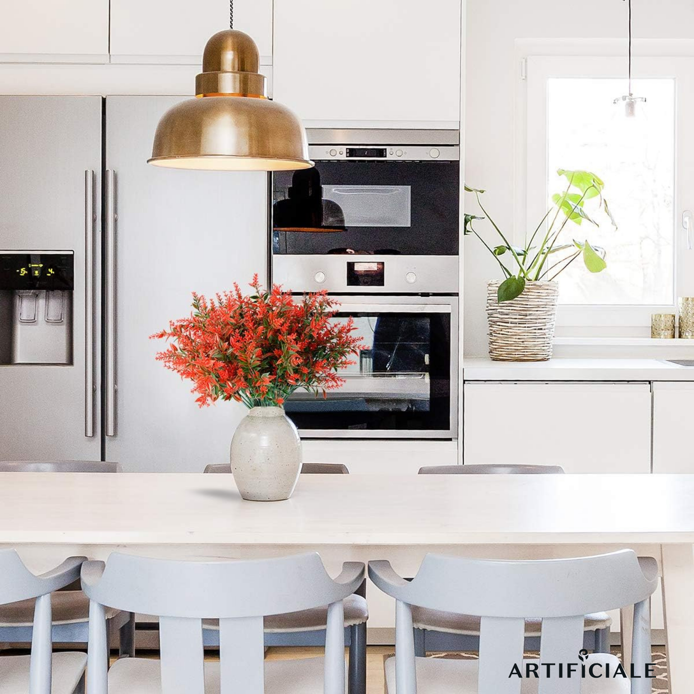 Buchet 5 Fire Flori Artificiale Floarea Miresei – Alb, Galben, Fucsia, Rosu, Mov