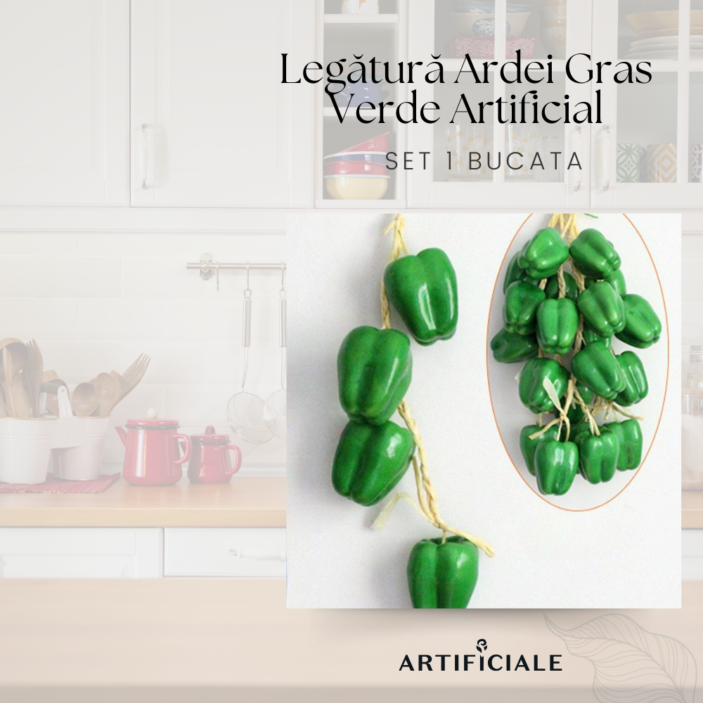 Legatura Ardei Gras Verde Artificial – 53 cm, 1 sau 2 bucati