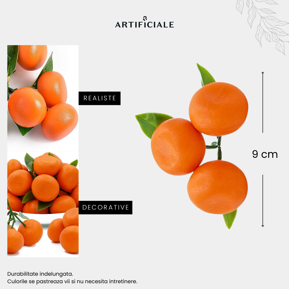 Ramuri Mandarine Artificiale – Set 5 sau 10 crengute, culoare portocaliu