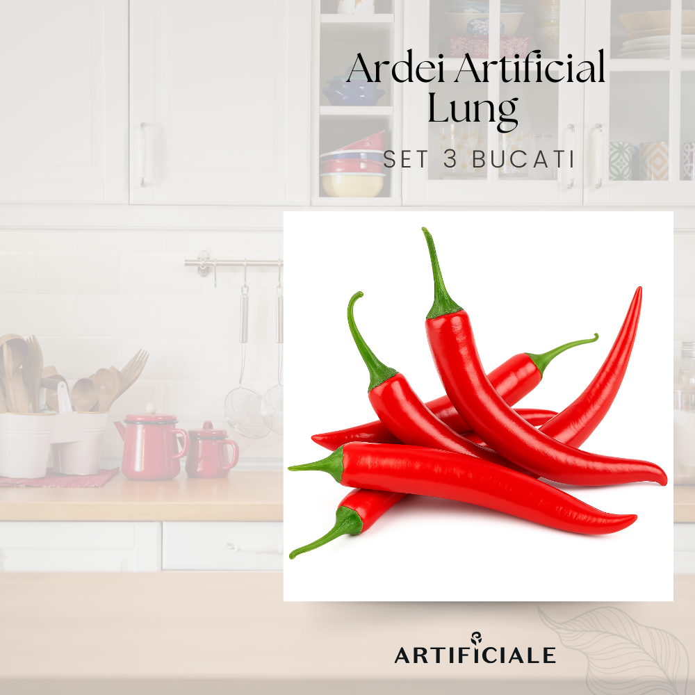 Ardei Artificial Lung – 20.5 cm, set 3 sau 5 bucati