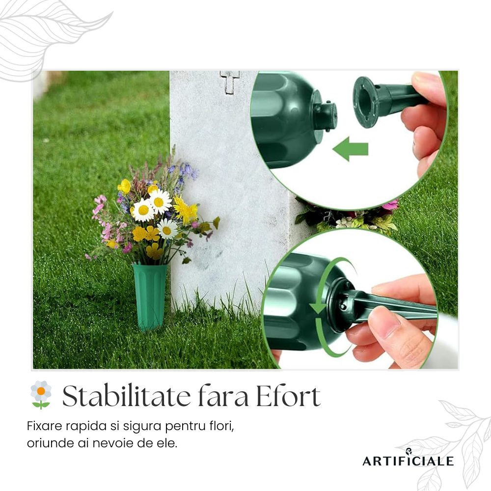 Set 2 Vaze din Plastic cu Tepuse – pentru cimitir sau decor