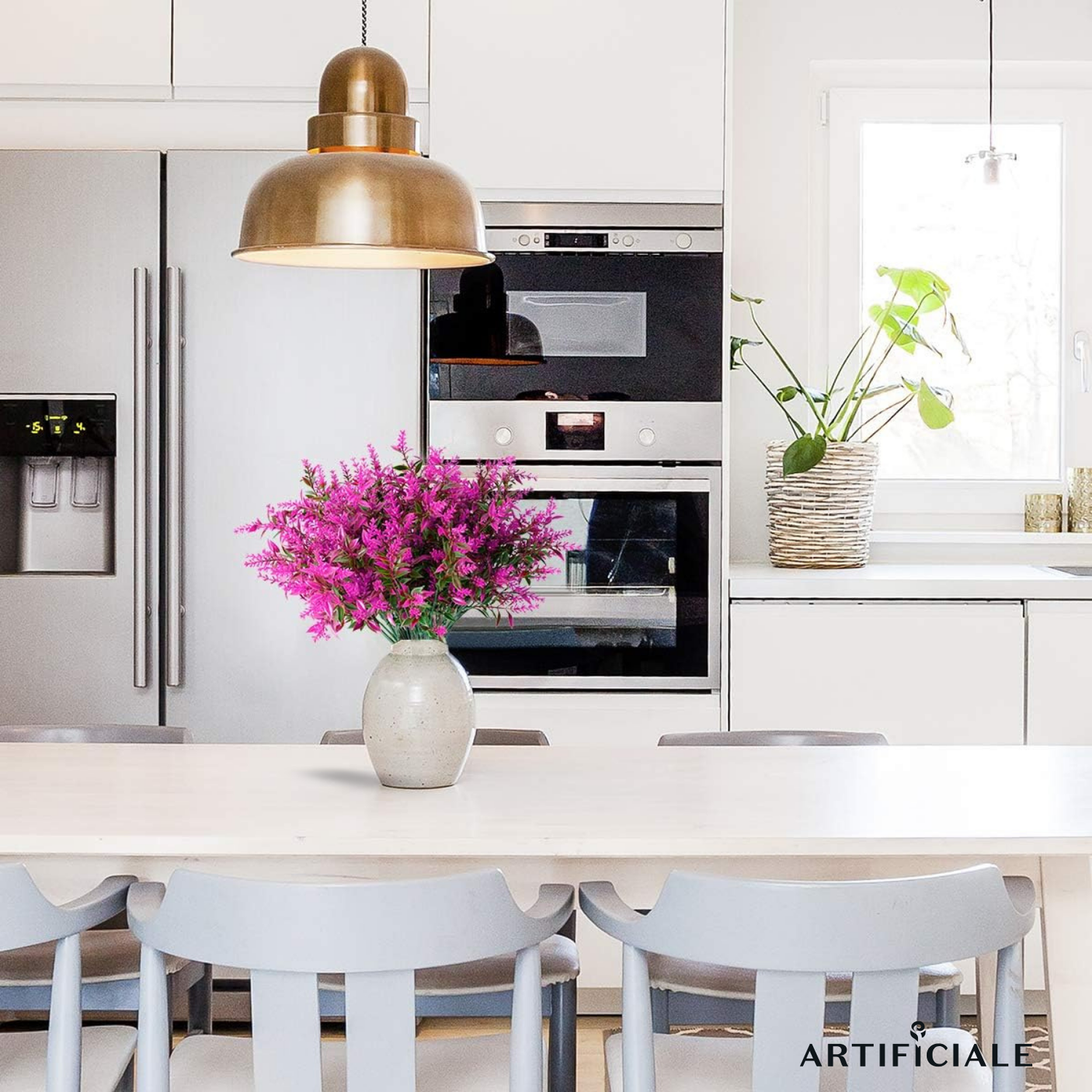 Buchet 5 Fire Flori Artificiale Floarea Miresei – Alb, Galben, Fucsia, Rosu, Mov