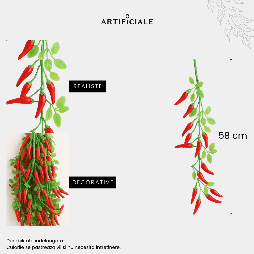 Ardei Artificial Chaotian – 62 cm, 1 sau 3 legaturi