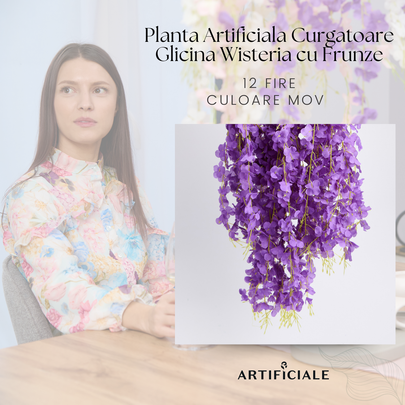 Glicina Artificiala Curgatoare – 1.1 m, Culori si Cantitati Variat