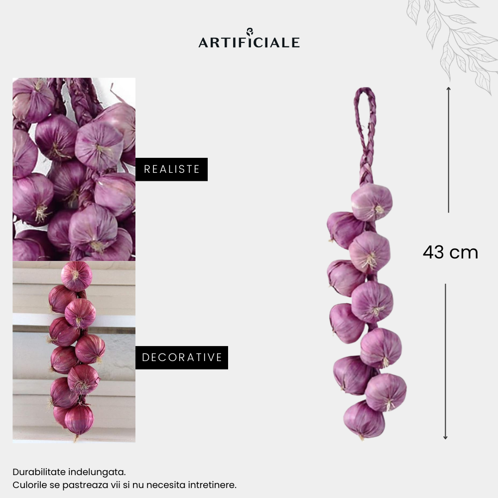 Legatura Usturoi Mov Artificial – 43 cm, 1 sau 2 bucati