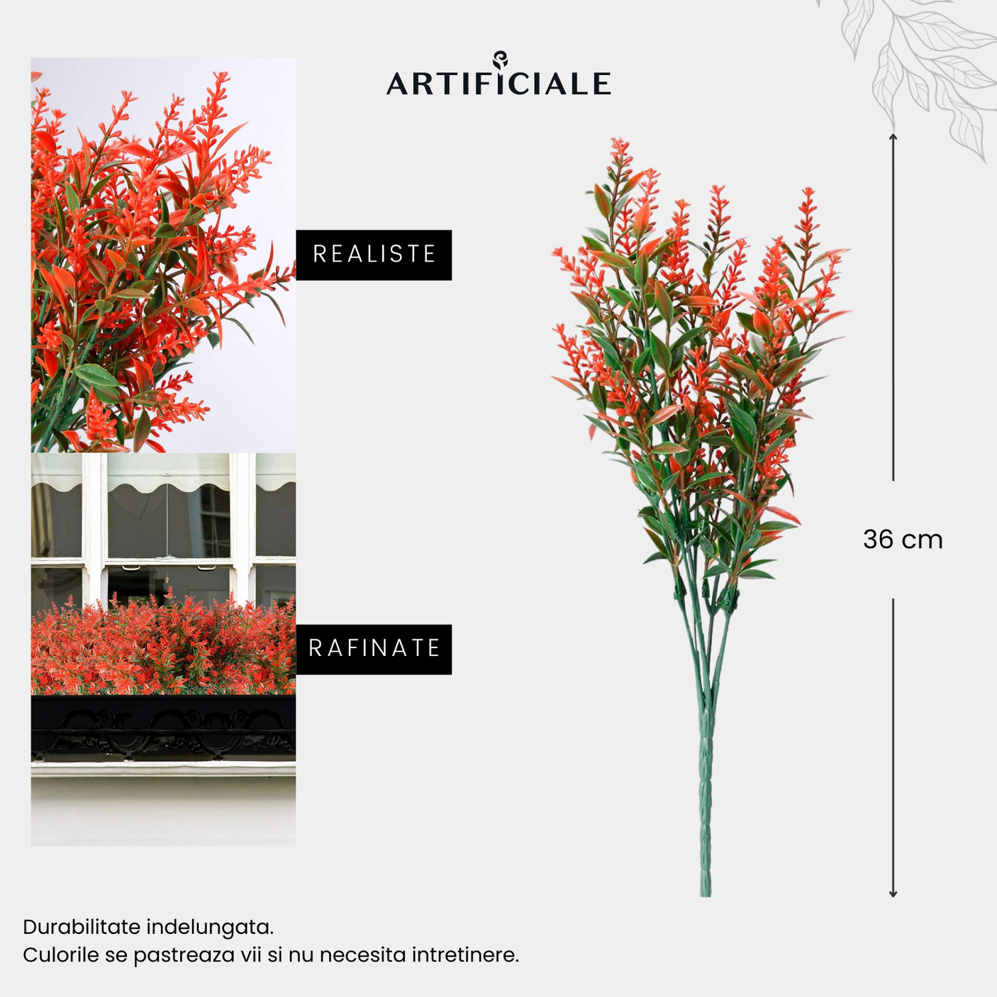 Buchet 5 Fire Flori Artificiale Floarea Miresei – Alb, Galben, Fucsia, Rosu, Mov