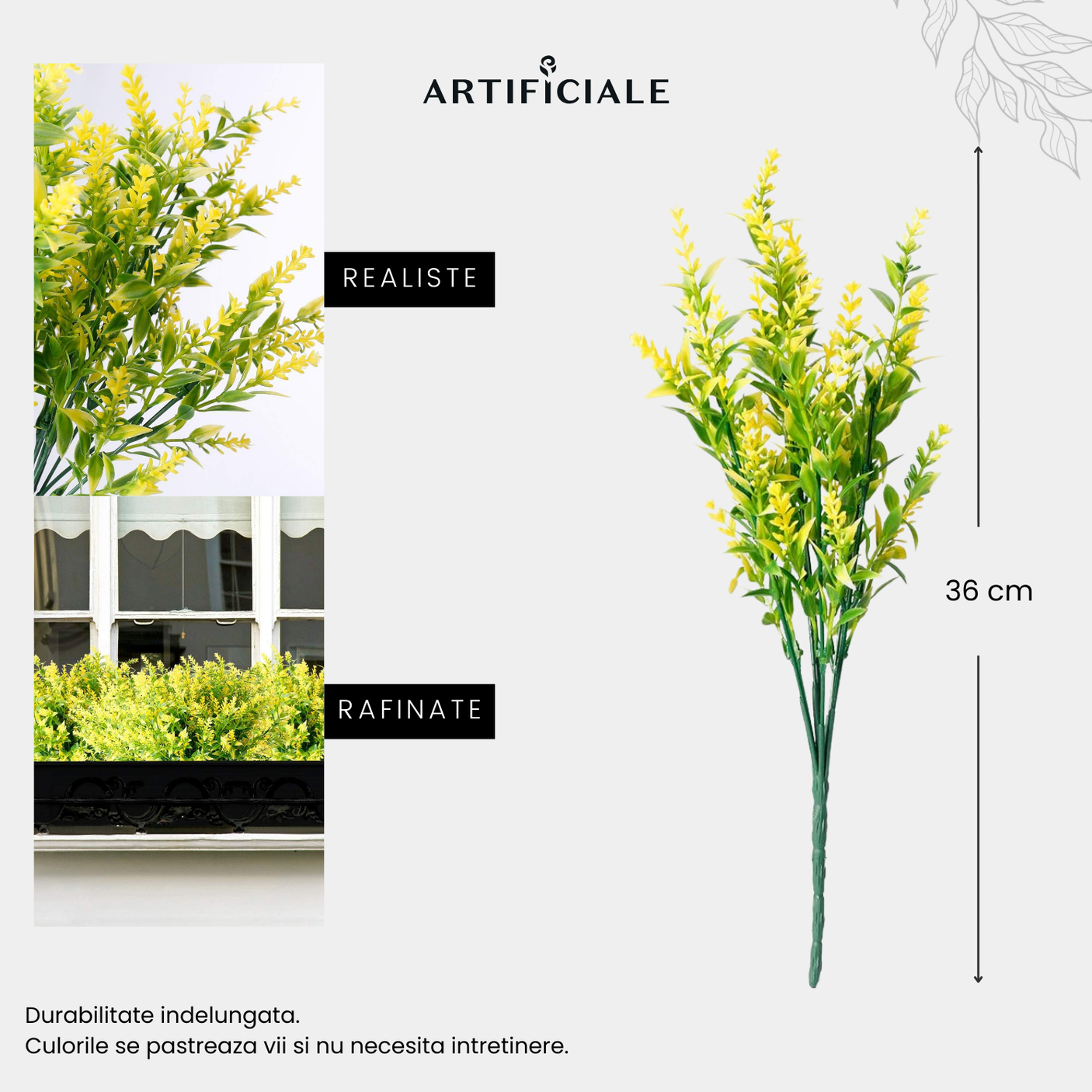 Buchet 5 Fire Flori Artificiale Floarea Miresei – Alb, Galben, Fucsia, Rosu, Mov