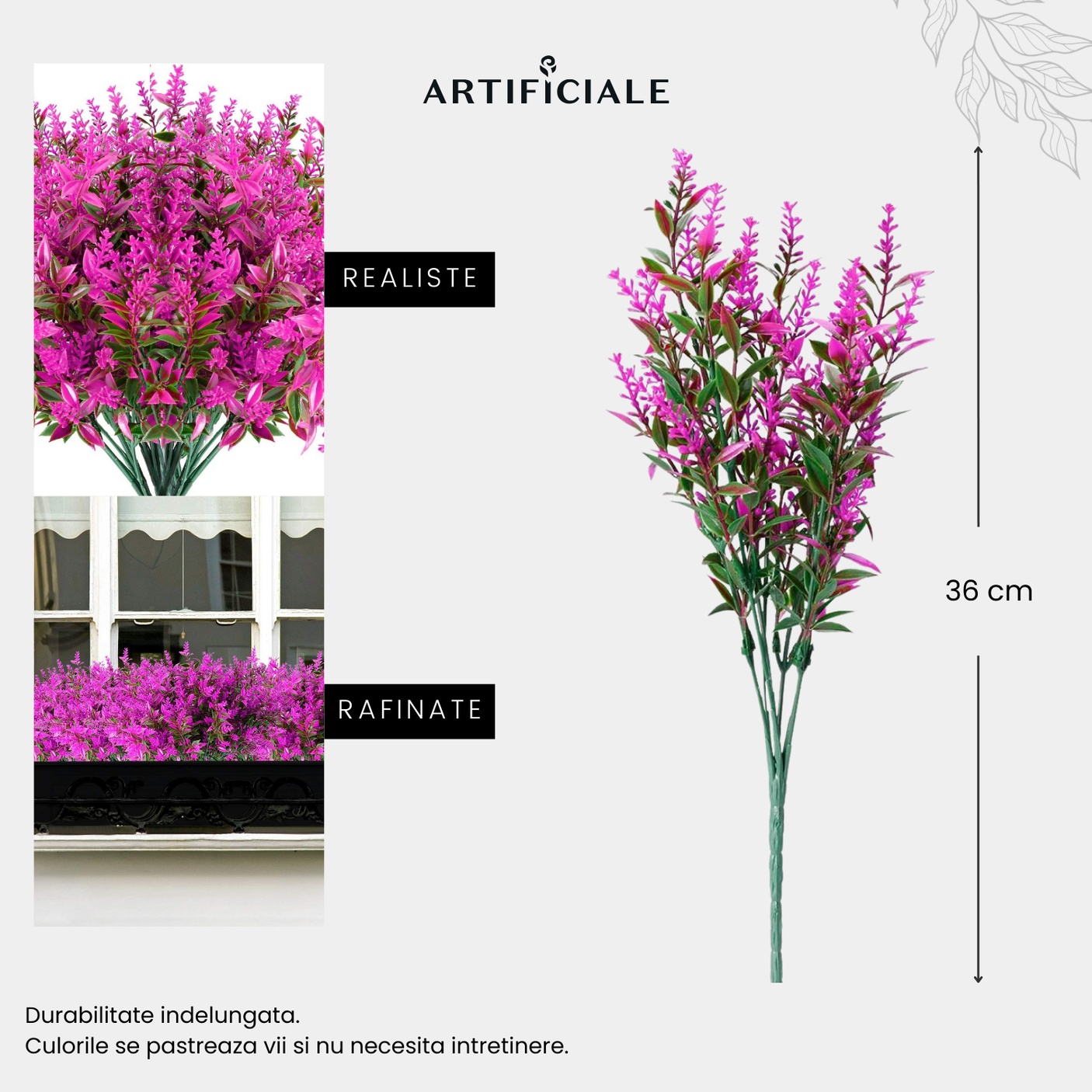 Buchet 5 Fire Flori Artificiale Floarea Miresei – Alb, Galben, Fucsia, Rosu, Mov