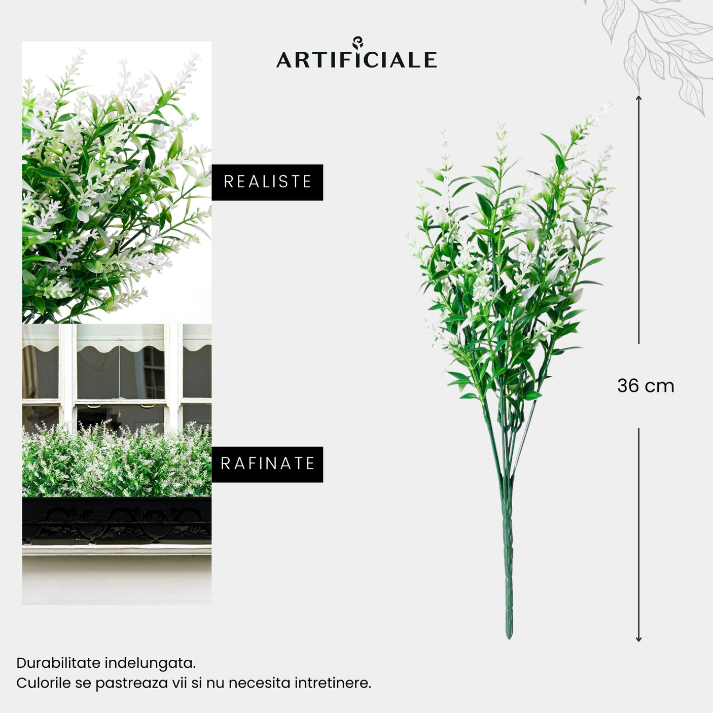 Buchet 5 Fire Flori Artificiale Floarea Miresei – Alb, Galben, Fucsia, Rosu, Mov