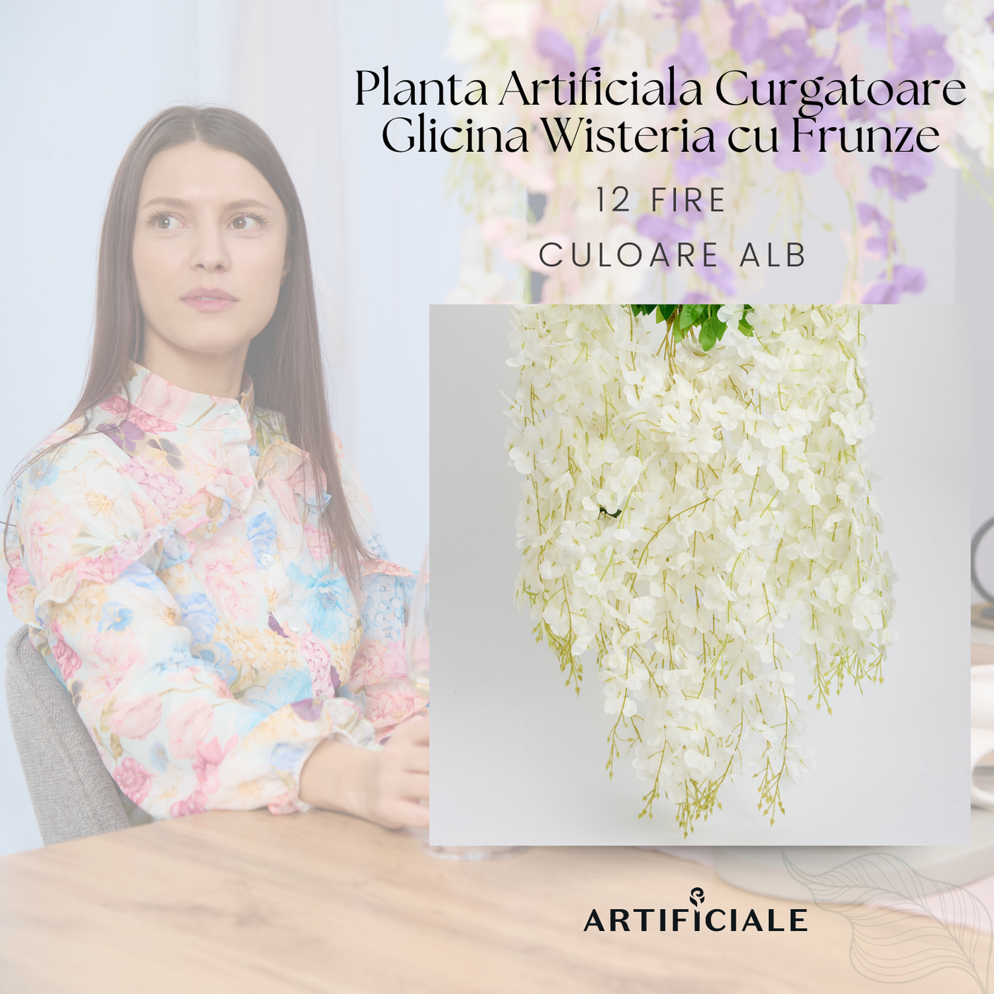 Glicina Artificiala Curgatoare – 1.1 m, Culori si Cantitati Variat