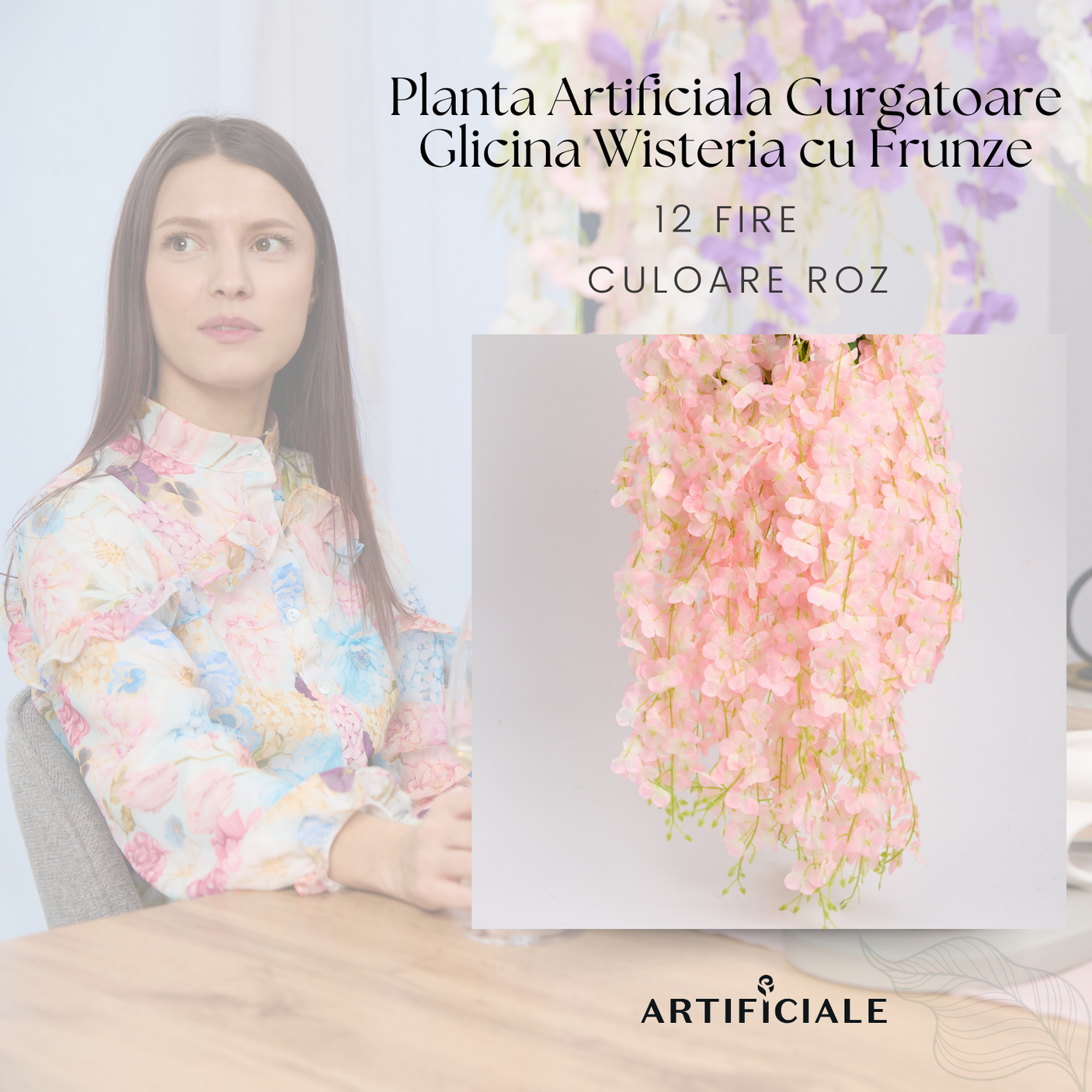 Glicina Artificiala Curgatoare – 1.1 m, Culori si Cantitati Variat