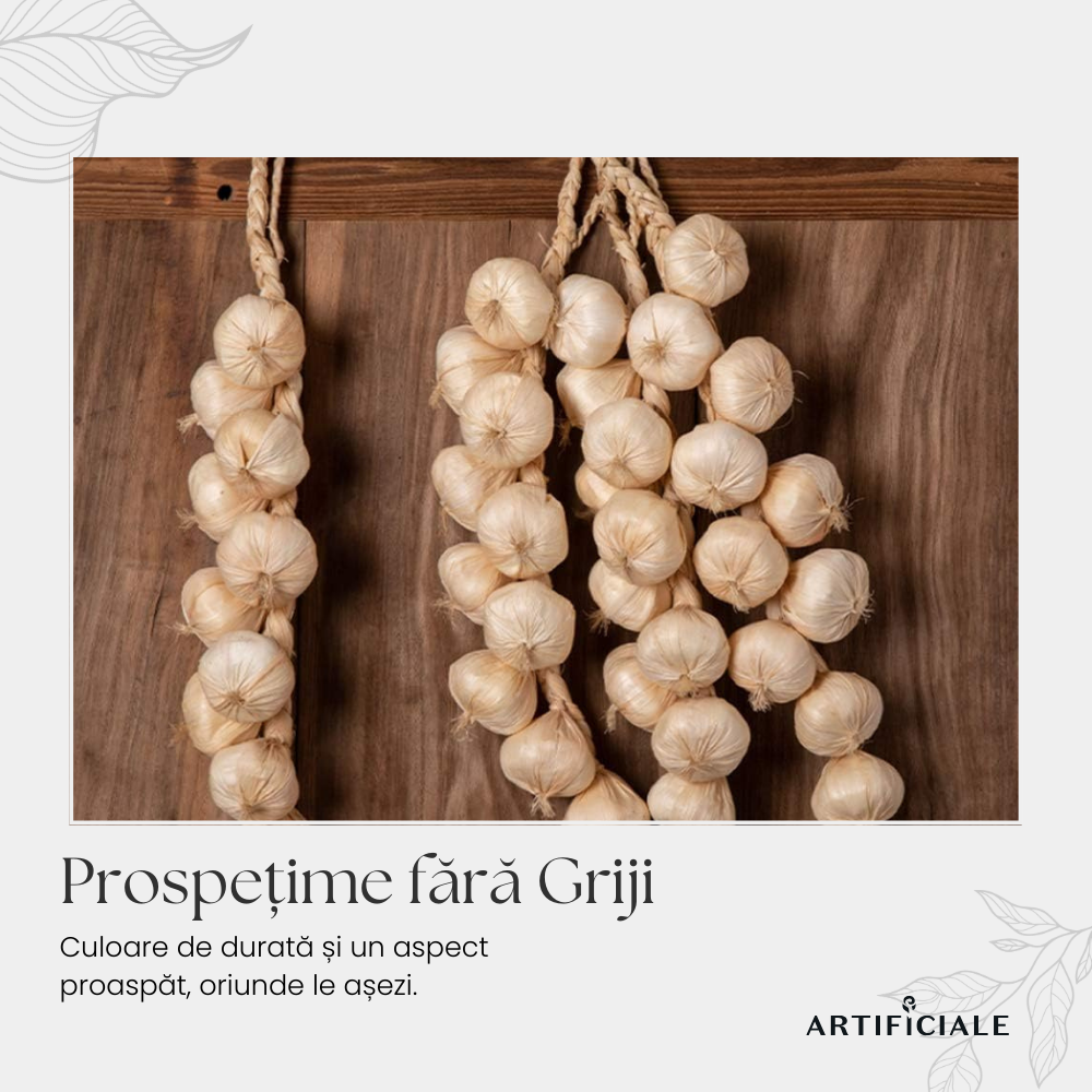 Legatura Usturoi Alb Artificial – 43 cm, 1 sau 2 legaturi