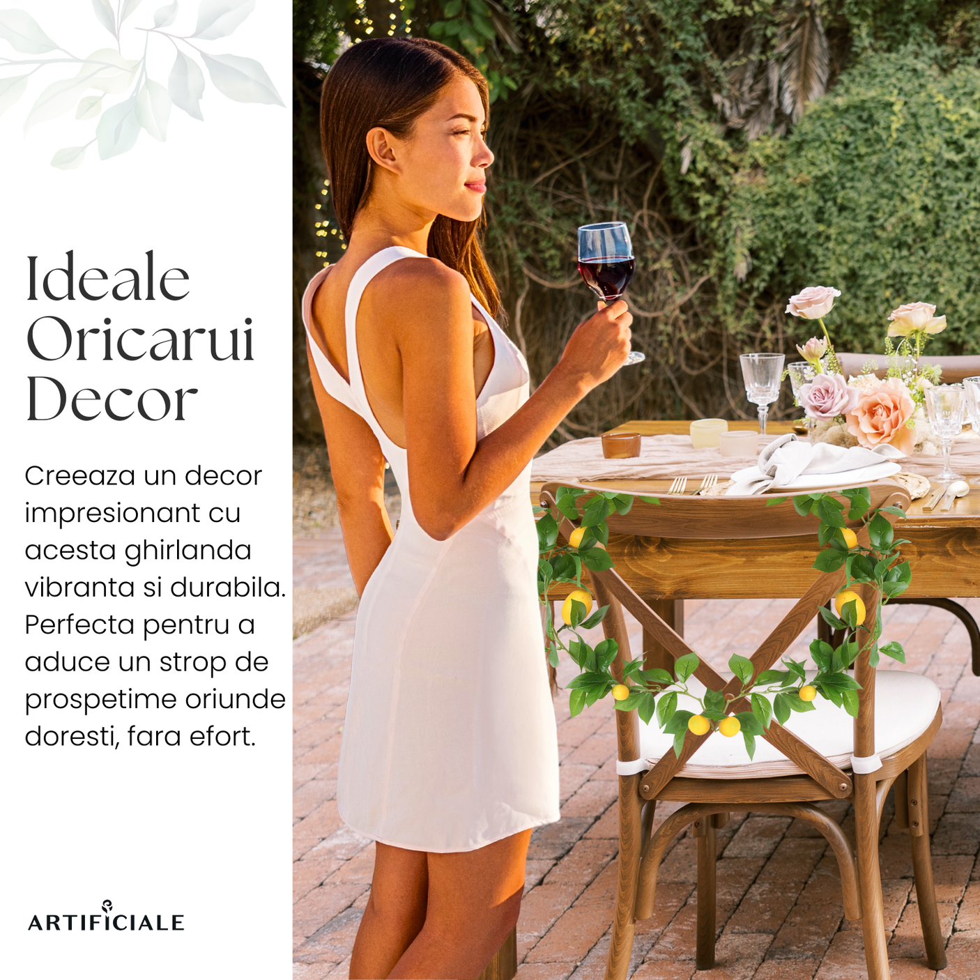 Ghirlanda de Lamai Artificiale – 1,75 m, 7 Lamai cu Flori – Decor Fresh si Natural pentru Casa si Evenimente