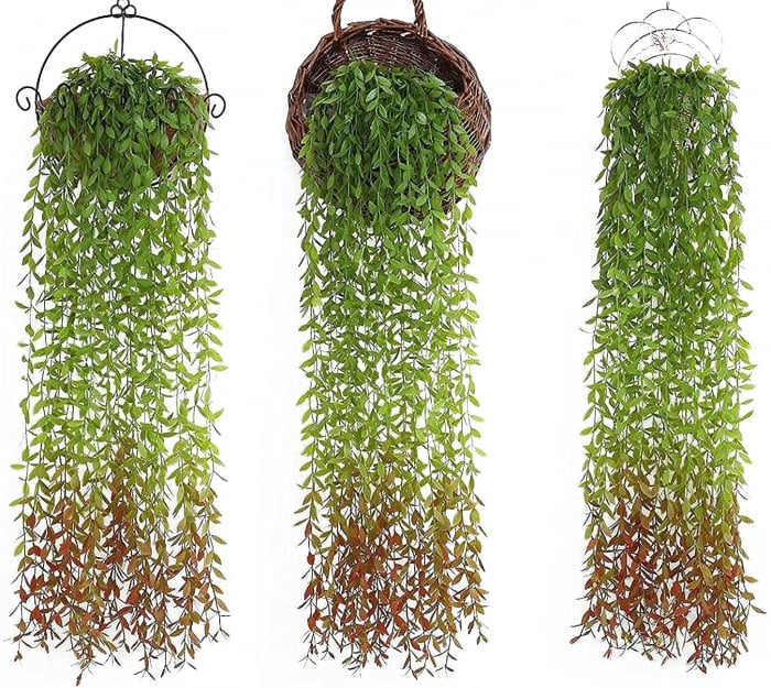 Set 10 Pachete Ghirlanda, Verde Si Maro, Cu Frunze De Salcie Artificiale, Lungime 1.1 m