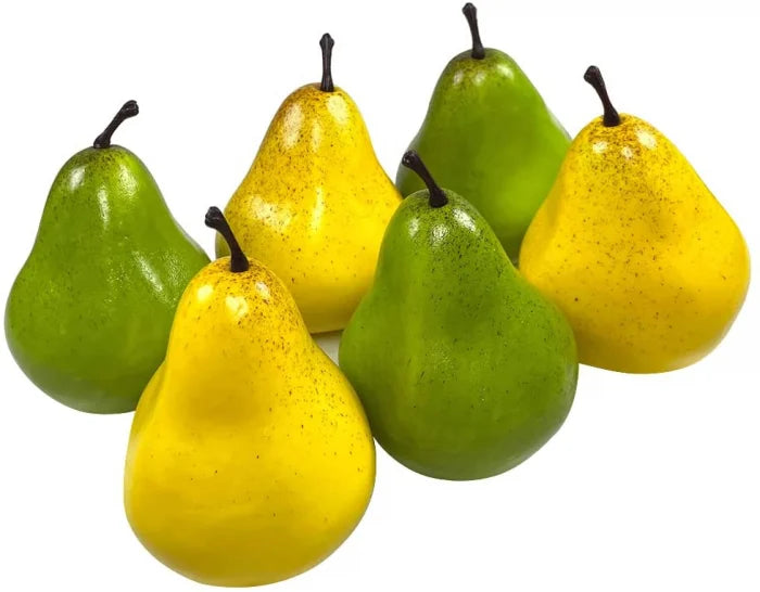 Set 6 Bucati Pere Artificiale Realiste, Pere Galbene si Verzi pentru Decor