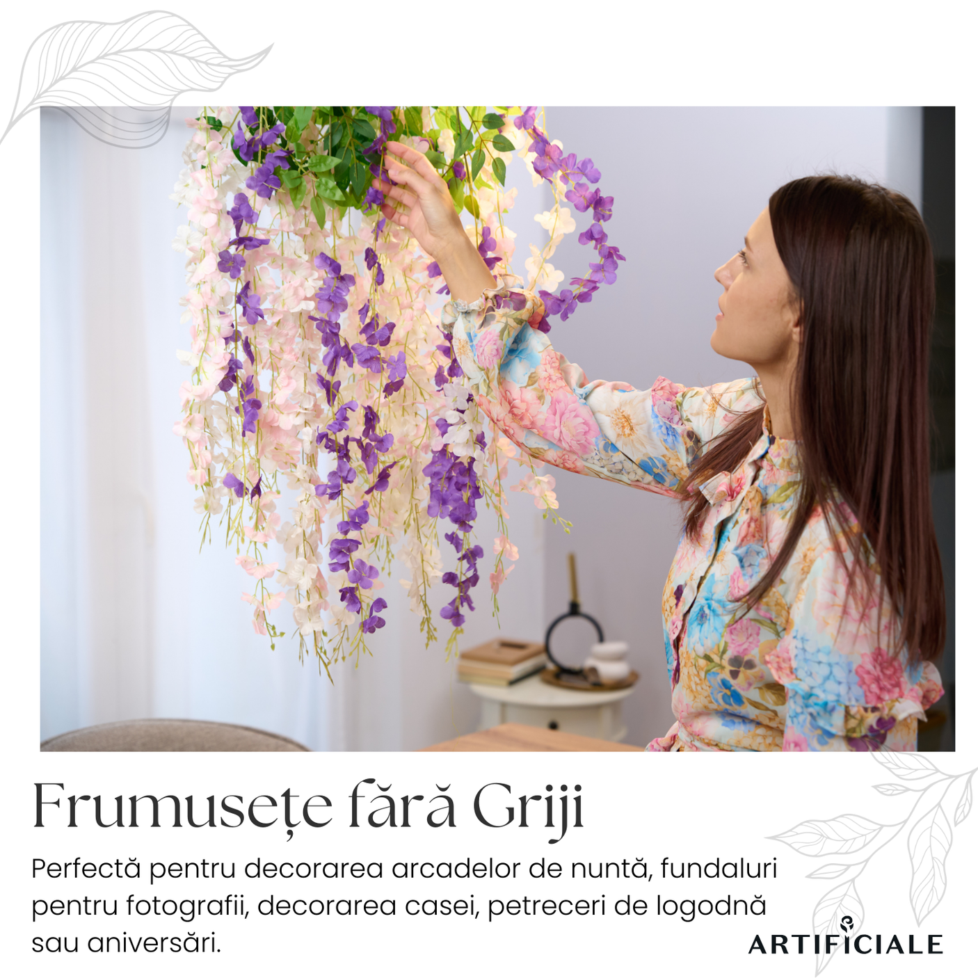 Glicina Artificiala Curgatoare – 1.1 m, Culori si Cantitati Variat