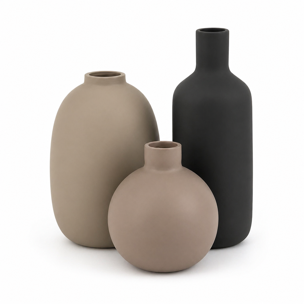 Set 3 Vaze Ceramice Decorative Premium – Design Minimalist, Culori Neutre