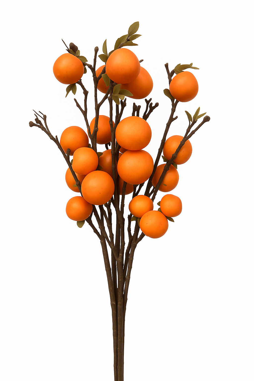 Buchet de 5 Fire Fructe Decorative Persimmon (Kaki Decorativ), Portocaliu, 52 cm