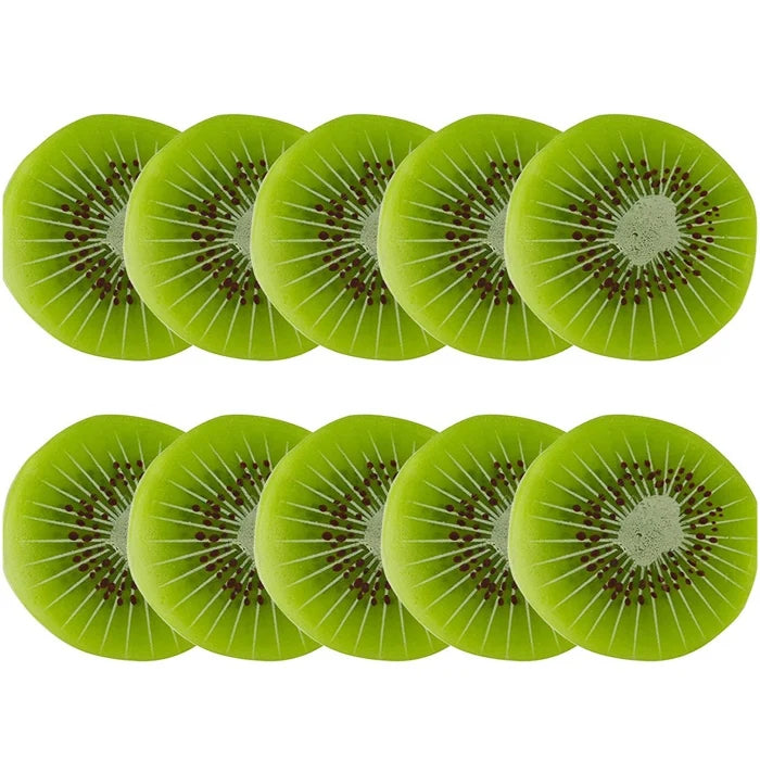 Set 20 Felii de Fructe Artificiale Kiwi din Plastic Realist Realizate, Diametru 5 cm