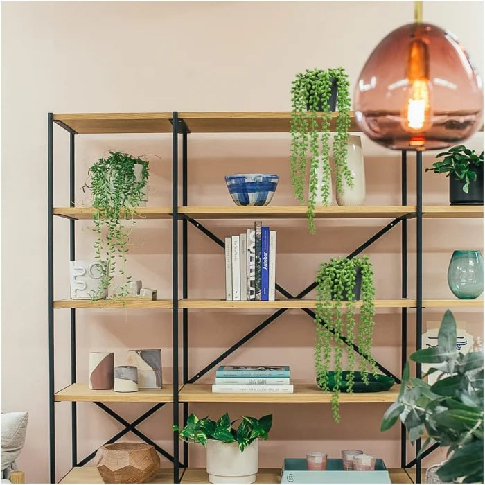 Planta Artificiala Agatatoare Colier de Perle (String of Pearls) 45cm, Ghiveci Negru