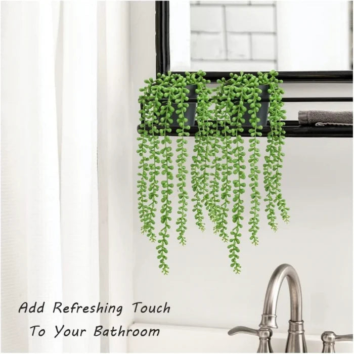 Planta Artificiala Agatatoare Colier de Perle (String of Pearls) 45cm, Ghiveci Negru