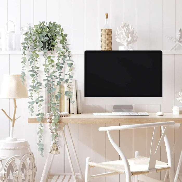 Planta Artificiala Agatatoare Eucalipt (Eucalyptus) Verde 56cm, Ghiveci Negru