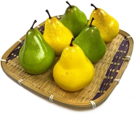 Set 6 Bucati Pere Artificiale Realiste, Pere Galbene si Verzi pentru Decor