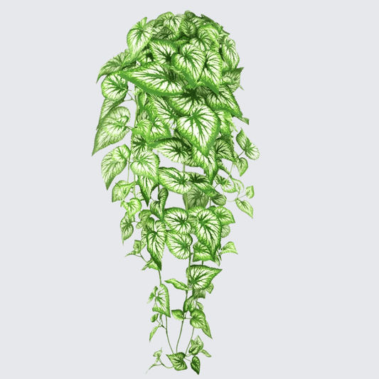 Planta Artificiala Suspendata Begonia Alb-Verde cu Ghiveci (Begonie, 70 cm)