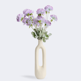 Buchet de Ranunculus Artificial (Piciorul Cocosului) - Set 3 si 5 Fire, Culori Mov, Alb, Portocaliu, Lungime 60 cm