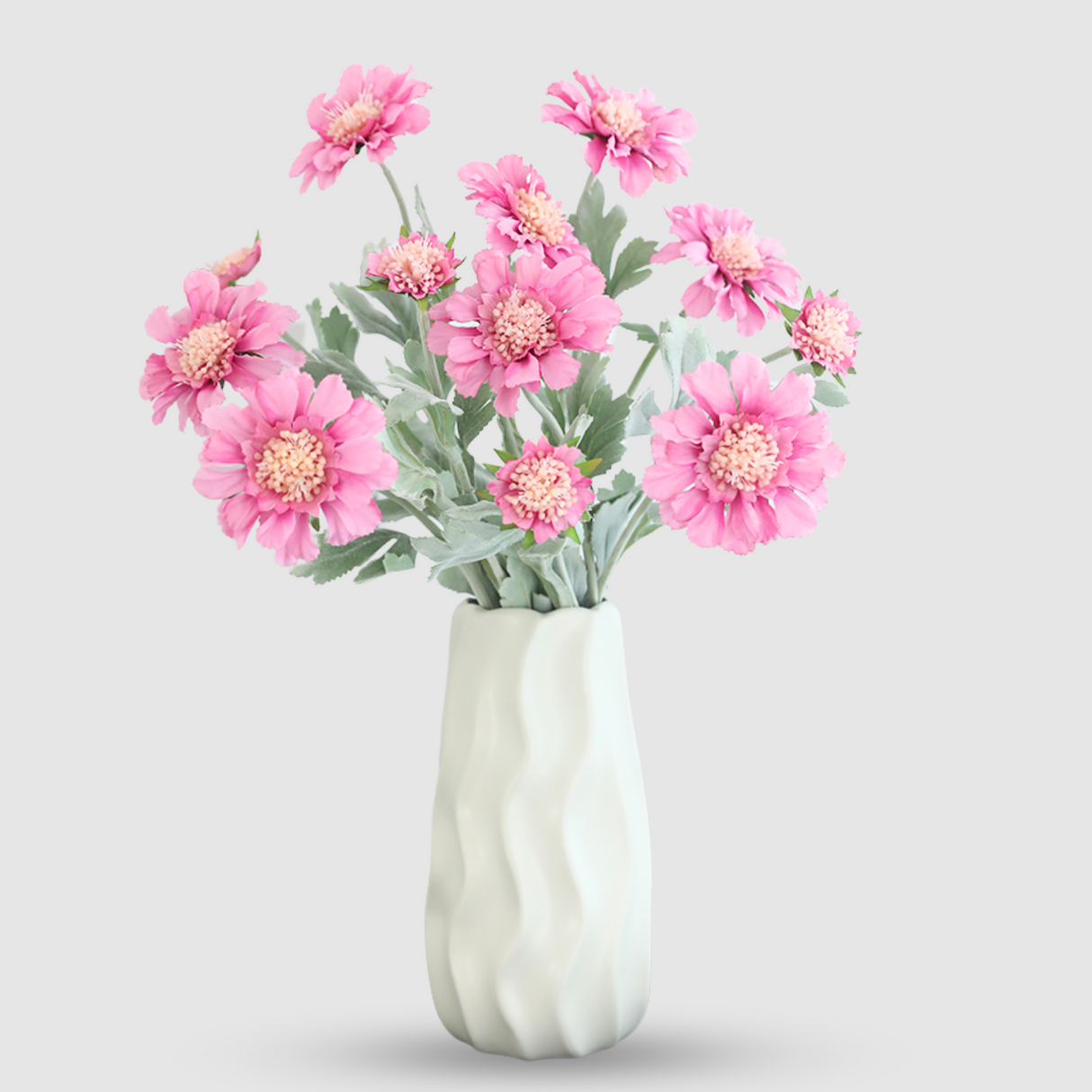 Buchet de Flori Artificiale Gesang (Floarea Cosmos) cu 3 Flori - 50 cm, Disponibil în 4 Culori (Roz, Alb, Galben, Albastru) - Opțiuni de 1, 3 sau 5 Fire